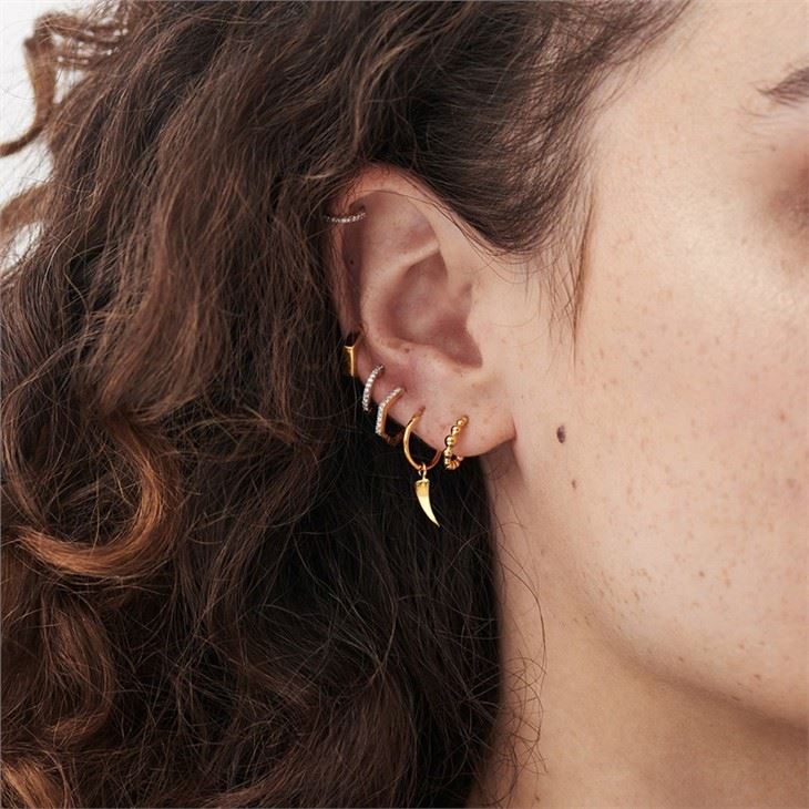 beaded gold hoops