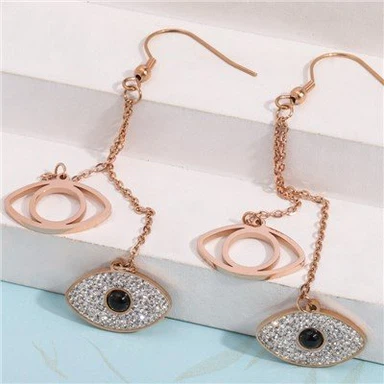 Bông tai mắt ác bằng thép không gỉ Dangle