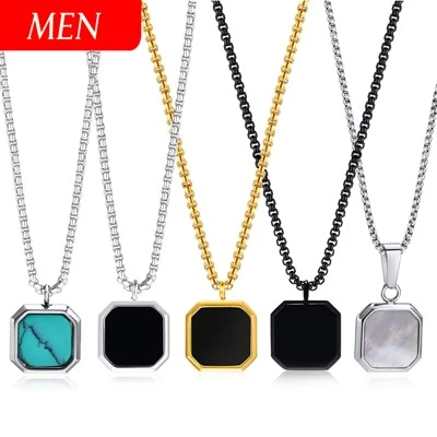 Vòng Cổ Mặt Vuông Đính Đá Tùy Chọn