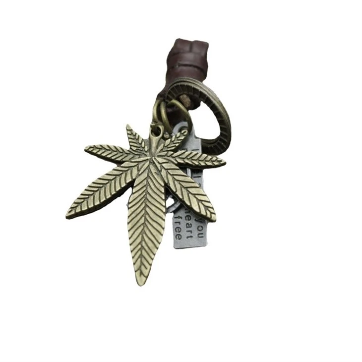 Antique Copper Leaf Keychain | Braided Leather Accessory price
