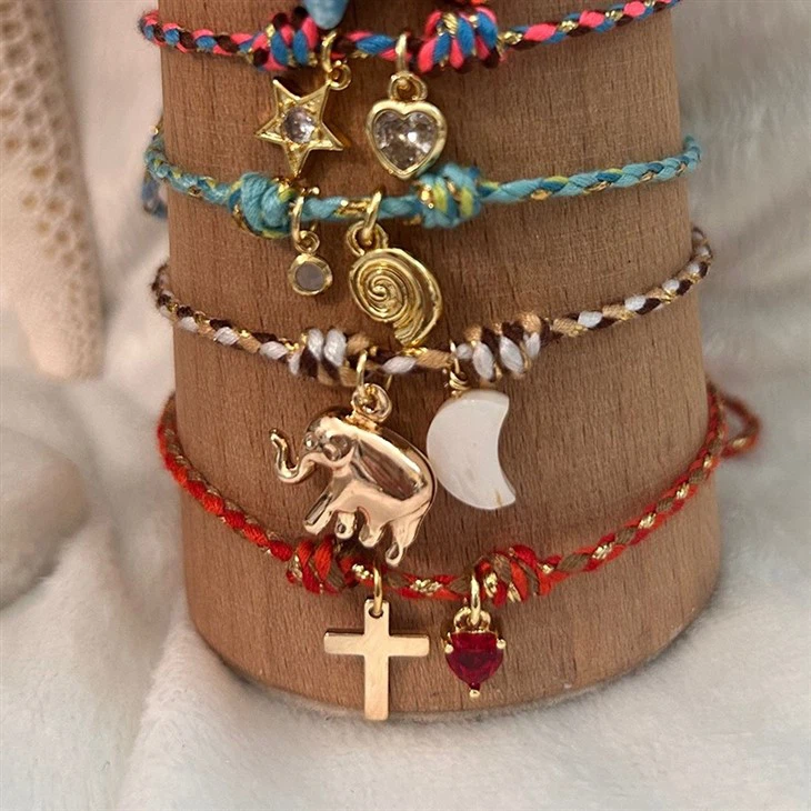 Multi Charms Woven Cord Bracelet manufacturers
