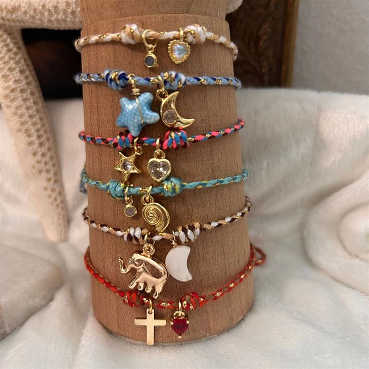 Multi Charms Woven Cord Bracelet manufacturers